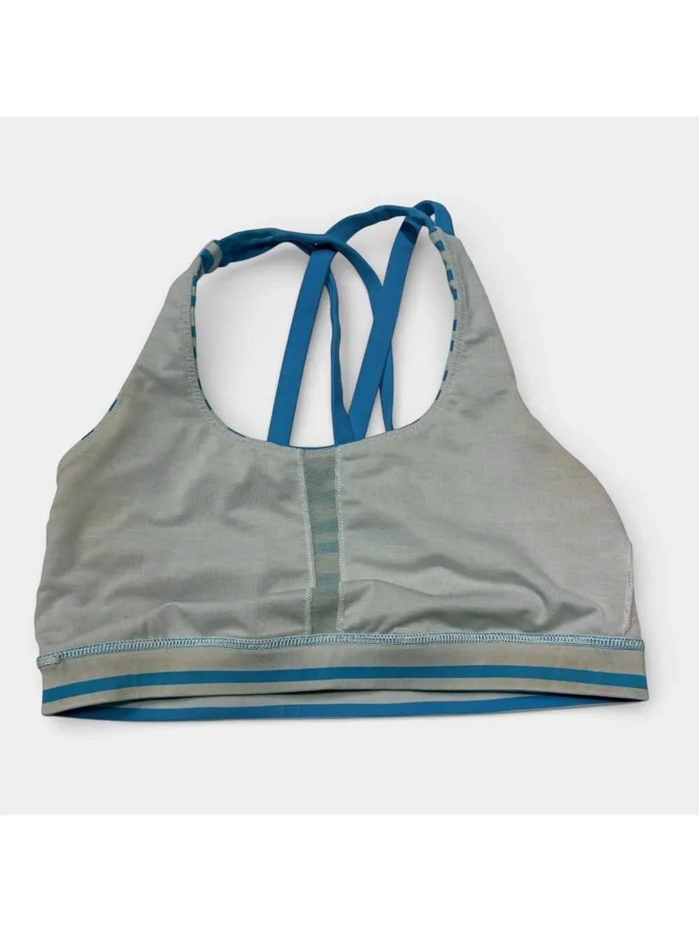 LULULEMON Energy Bra Twin Stripe Spry Blue Sports Bra, Athletic Bra, Sz 6 - Picture 10 of 13